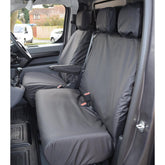 Citroen Dispatch Van 2016 On Driver's Seat And Non-folding Double Passenger (No Worktray, Non-split Base) Seat Covers - Black